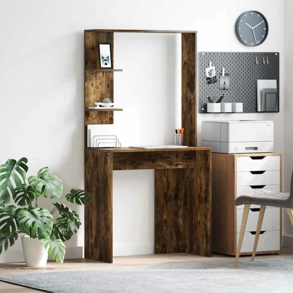 Bureau 78,5 x 37 x 154,5 cm chêne fumé bois d'ingénierie – vue d’ensemble
