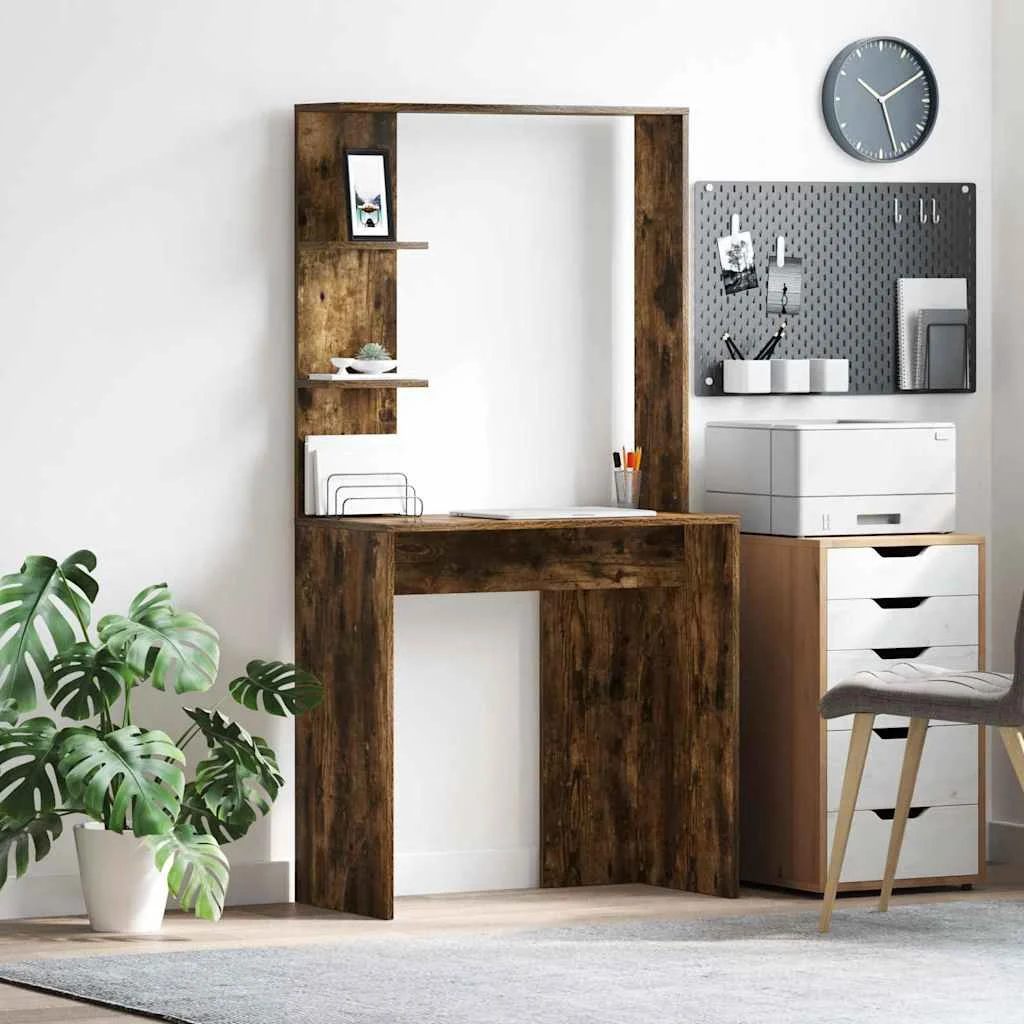 Bureau 78,5 x 37 x 154,5 cm chêne fumé bois d'ingénierie – vue d’ensemble