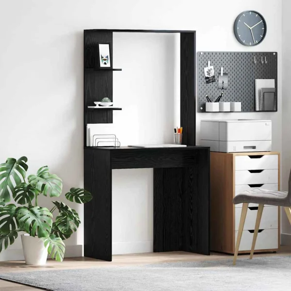 Bureau 78,5 x 37 x 154,5 cm chêne noir bois d'ingénierie – vue d’ensemble