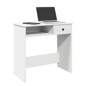 Bureau 80 x 40 x 75 cm blanc bois d'ingénierie – modèle 3 – vue d’ensemble