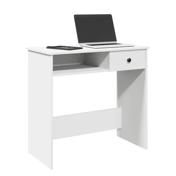 Bureau 80 x 40 x 75 cm blanc bois d'ingénierie – modèle 3 – vue d’ensemble