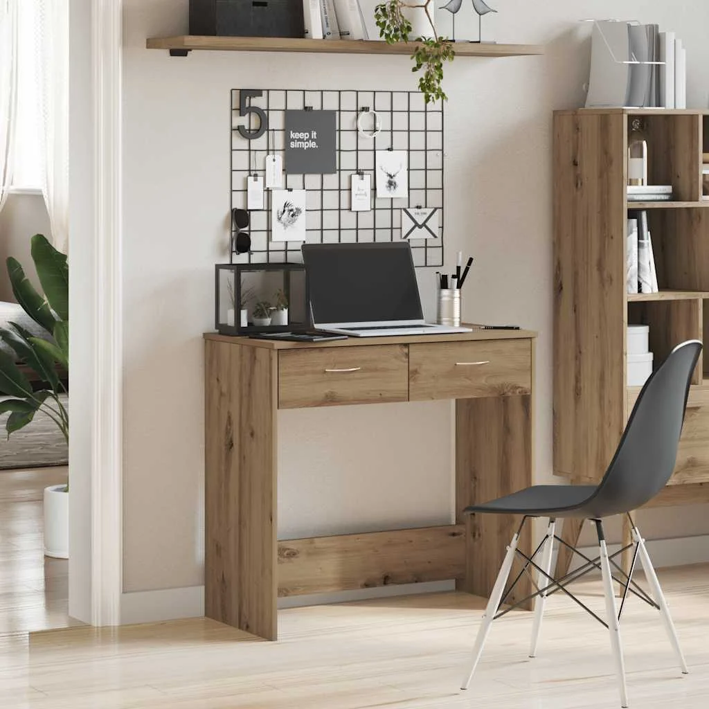 Bureau 80 x 40 x 75 cm chêne artisanal bois d'ingénierie – vue d’ensemble