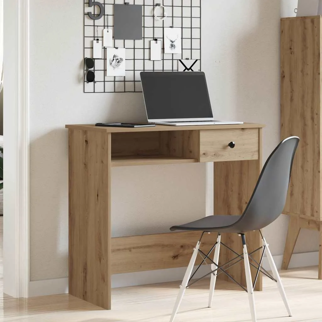 Bureau 80 x 40 x 75 cm chêne artisanal bois d'ingénierie – modèle 3 – vue de détail