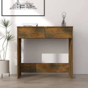 Bureau 80 x 40 x 75 cm chêne fumé bois d'ingénierie – vue d’ensemble