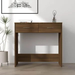 Bureau 80 x 40 x 75 cm chêne marron bois d'ingénierie – vue d’ensemble