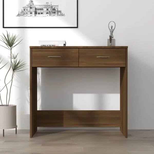 Bureau 80 x 40 x 75 cm chêne marron bois d'ingénierie – vue d’ensemble