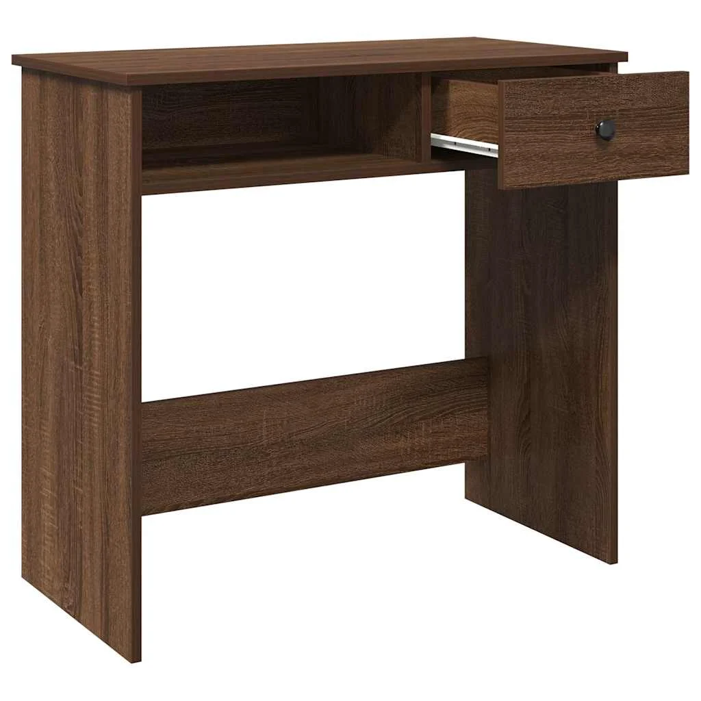 Bureau 80 x 40 x 75 cm chêne marron bois d'ingénierie – modèle 2 – vue de dessus