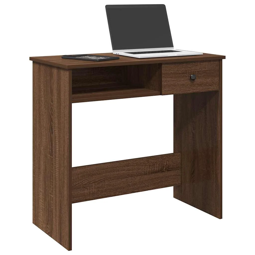 Bureau 80 x 40 x 75 cm chêne marron bois d'ingénierie – modèle 2 – vue d’ensemble