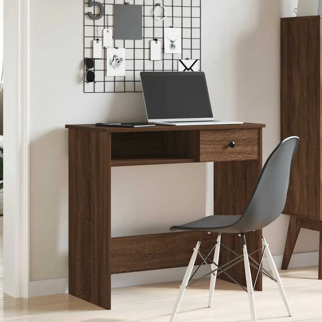 Bureau 80 x 40 x 75 cm chêne marron bois d'ingénierie – modèle 2 – vue de détail