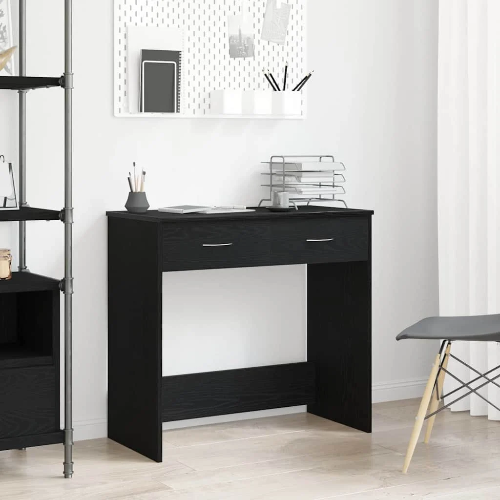Bureau 80 x 40 x 75 cm chêne noir bois d'ingénierie – vue d’ensemble