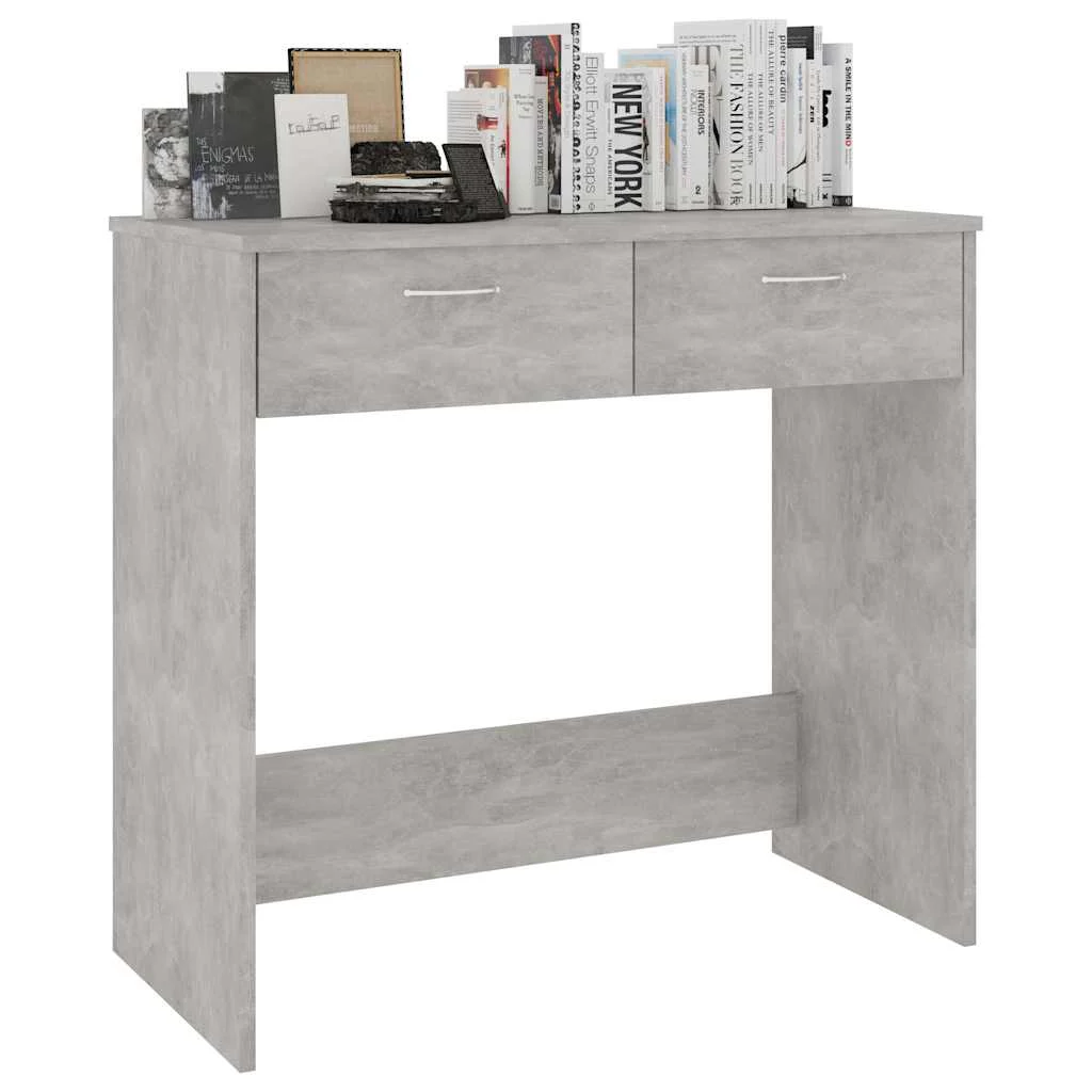 Bureau 80 x 40 x 75 cm gris béton bois d'ingénierie – vue de dessus