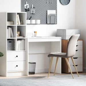 Bureau 80 x 40 x 76 cm blanc bois d'ingénierie – vue d’ensemble
