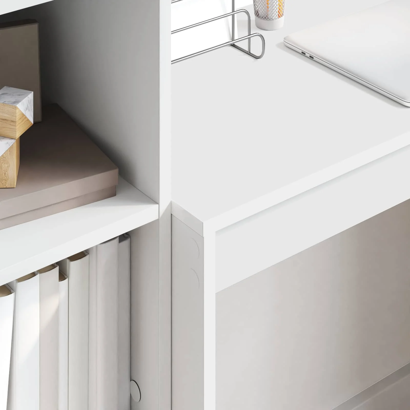Bureau 80 x 40 x 76 cm blanc bois d'ingénierie – vue en situation