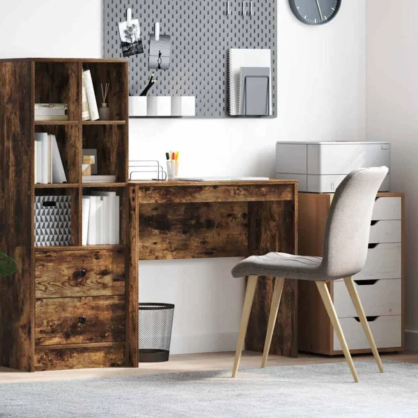 Bureau 80 x 40 x 76 cm chêne fumé bois d'ingénierie – vue d’ensemble