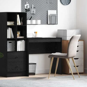 Bureau 80 x 40 x 76 cm chêne noir bois d'ingénierie – vue d’ensemble