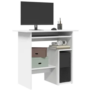 Bureau 80 x 45 x 74 cm blanc bois d'ingénierie – vue d’ensemble