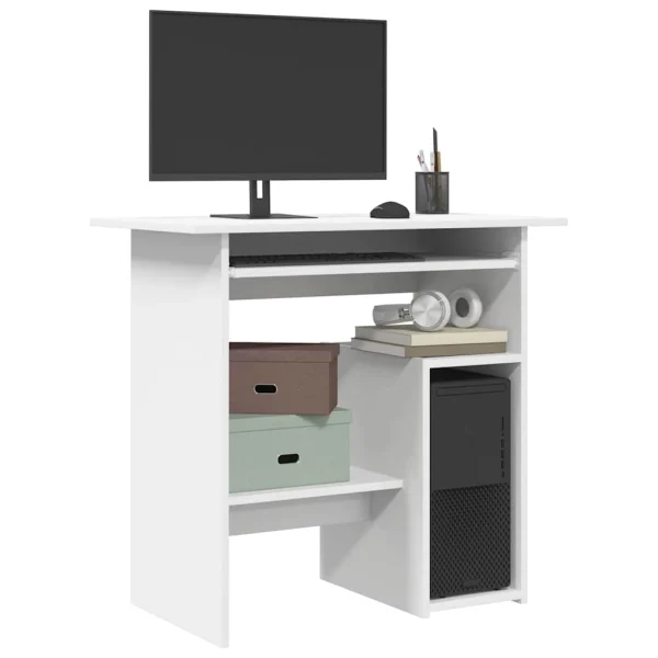 Bureau 80 x 45 x 74 cm blanc bois d'ingénierie – vue d’ensemble