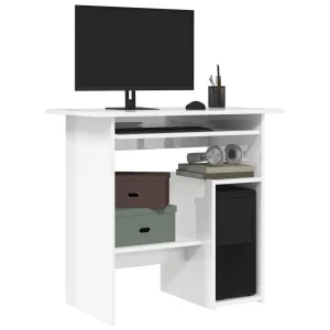 Bureau 80 x 45 x 74 cm blanc brillant bois d'ingénierie – vue d’ensemble