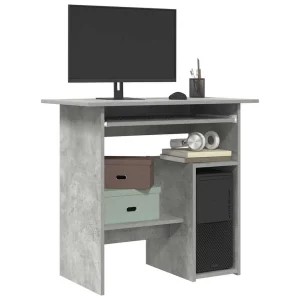 Bureau 80 x 45 x 74 cm gris béton bois d'ingénierie – vue d’ensemble