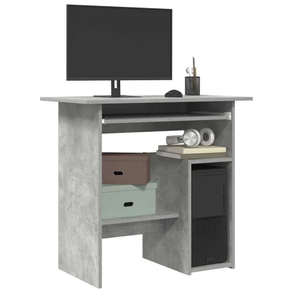 Bureau 80 x 45 x 74 cm gris béton bois d'ingénierie – vue d’ensemble