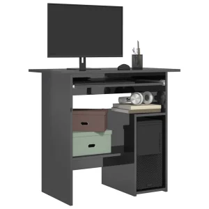 Bureau 80 x 45 x 74 cm gris brillant aggloméré – vue d’ensemble