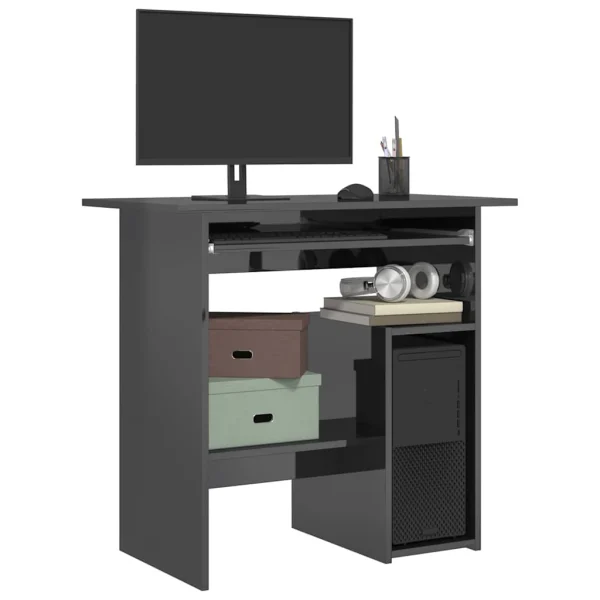 Bureau 80 x 45 x 74 cm gris brillant aggloméré – vue d’ensemble
