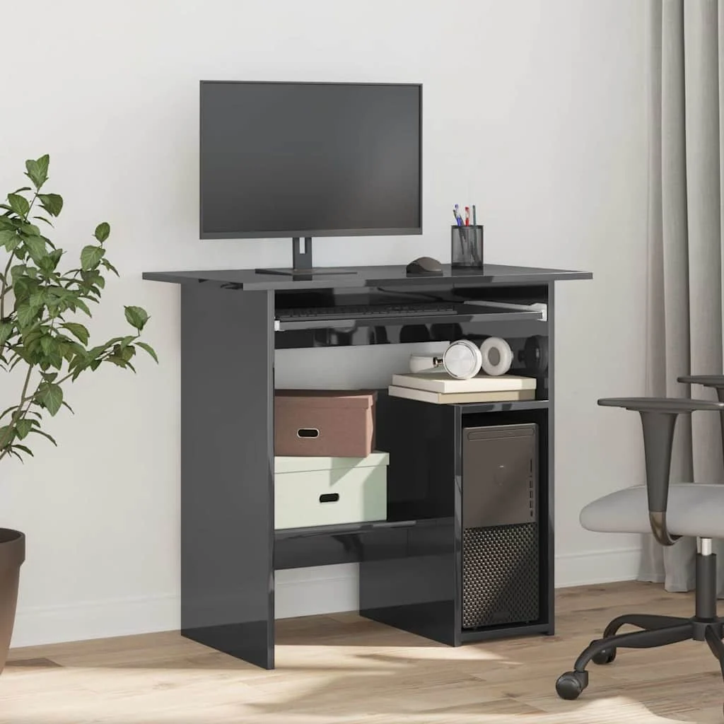 Bureau 80 x 45 x 74 cm gris brillant aggloméré – vue de détail