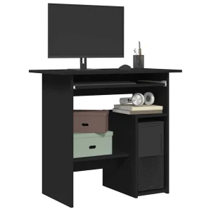 Bureau 80 x 45 x 74 cm noir bois d'ingénierie – vue d’ensemble