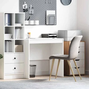 Bureau 80 x 50 x 76 cm blanc bois d'ingénierie – vue d’ensemble