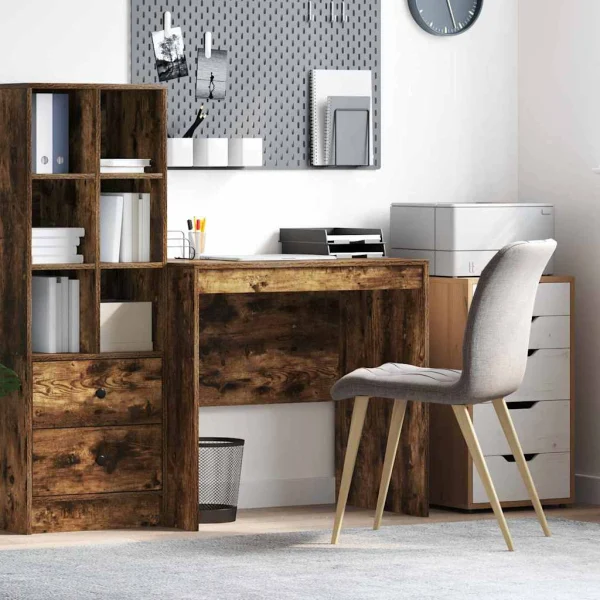 Bureau 80 x 50 x 76 cm chêne fumé bois d'ingénierie – vue d’ensemble