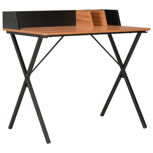Bureau 80 x 50 x 84 cm noir et marron bois d'ingénierie – vue d’ensemble