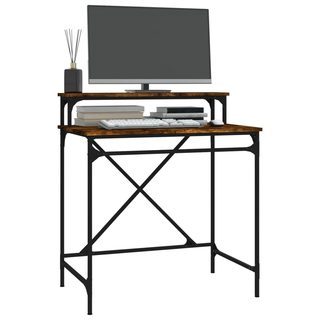 Bureau 80 x 50 x 90 cm chêne fumé bois d'ingénierie – vue de dos