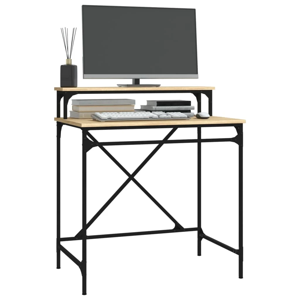 Bureau 80 x 50 x 90 cm chêne sonoma bois d'ingénierie – vue de dos