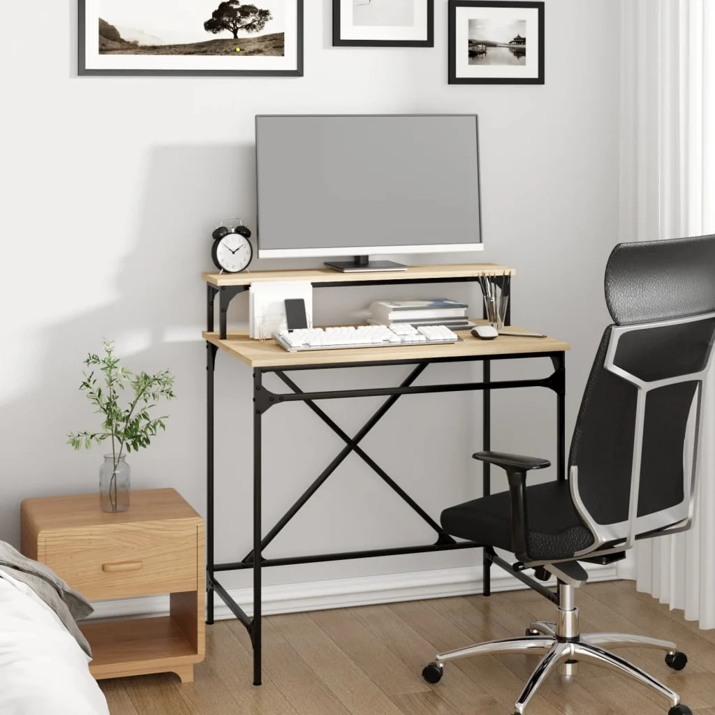 Bureau 80 x 50 x 90 cm chêne sonoma bois d'ingénierie – vue de détail