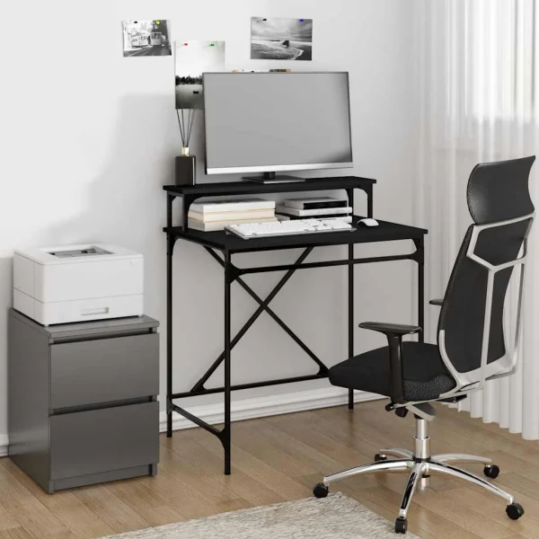 Bureau 80 x 50 x 90 cm noir bois d'ingénierie – vue d’ensemble