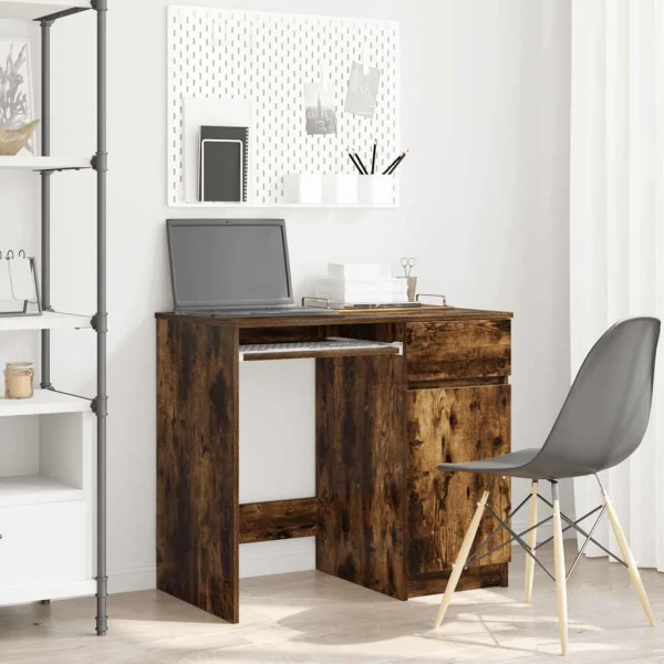 Bureau 86 x 49 x 76 cm chêne fumé bois d'ingénierie – vue d’ensemble