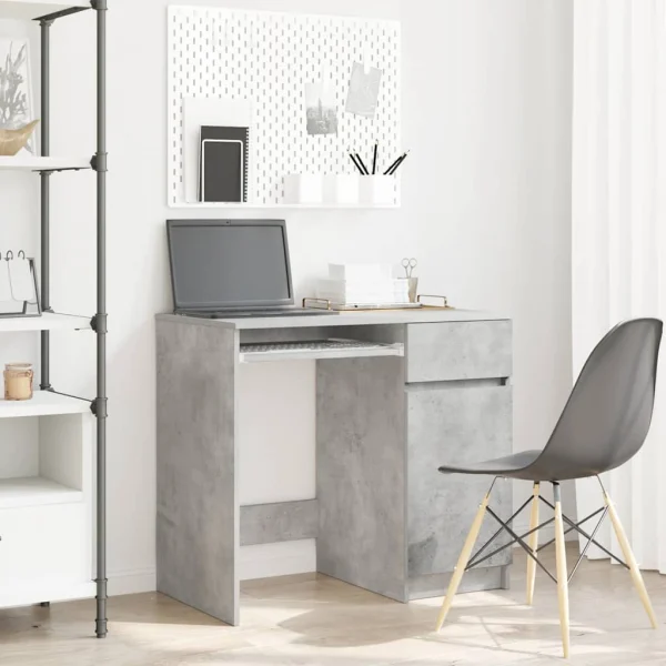 Bureau 86 x 49 x 76 cm gris béton bois d'ingénierie – vue d’ensemble