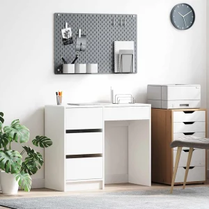 Bureau 90 x 37,5 x 75 cm blanc bois d'ingénierie – vue d’ensemble