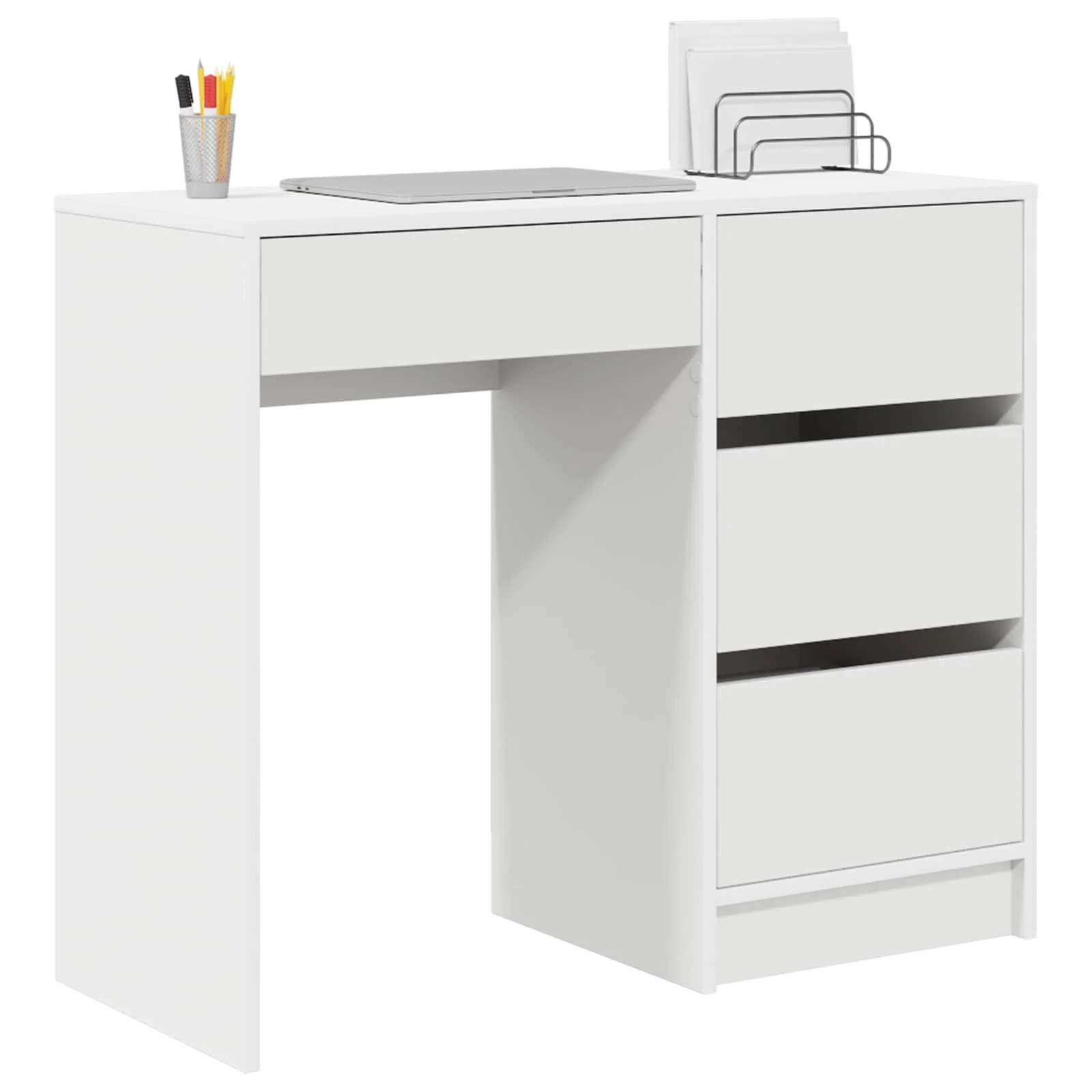 Bureau 90 x 37,5 x 75 cm blanc bois d'ingénierie – vue de détail