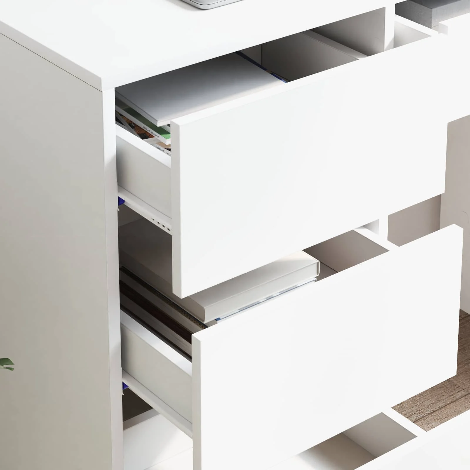 Bureau 90 x 37,5 x 75 cm blanc bois d'ingénierie – vue en situation
