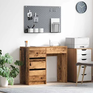 Bureau 90 x 37,5 x 75 cm bois ancien bois d'ingénierie – vue d’ensemble