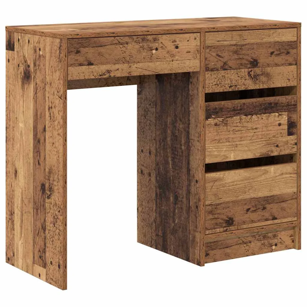 Bureau 90 x 37,5 x 75 cm bois ancien bois d'ingénierie – vue de côté