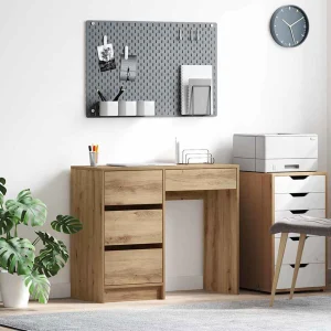 Bureau 90 x 37,5 x 75 cm chêne artisanal bois d'ingénierie – vue d’ensemble