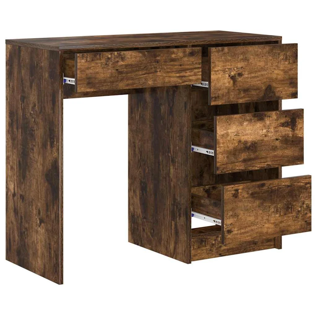 Bureau 90 x 37,5 x 75 cm chêne fumé bois d'ingénierie – vue de dessus