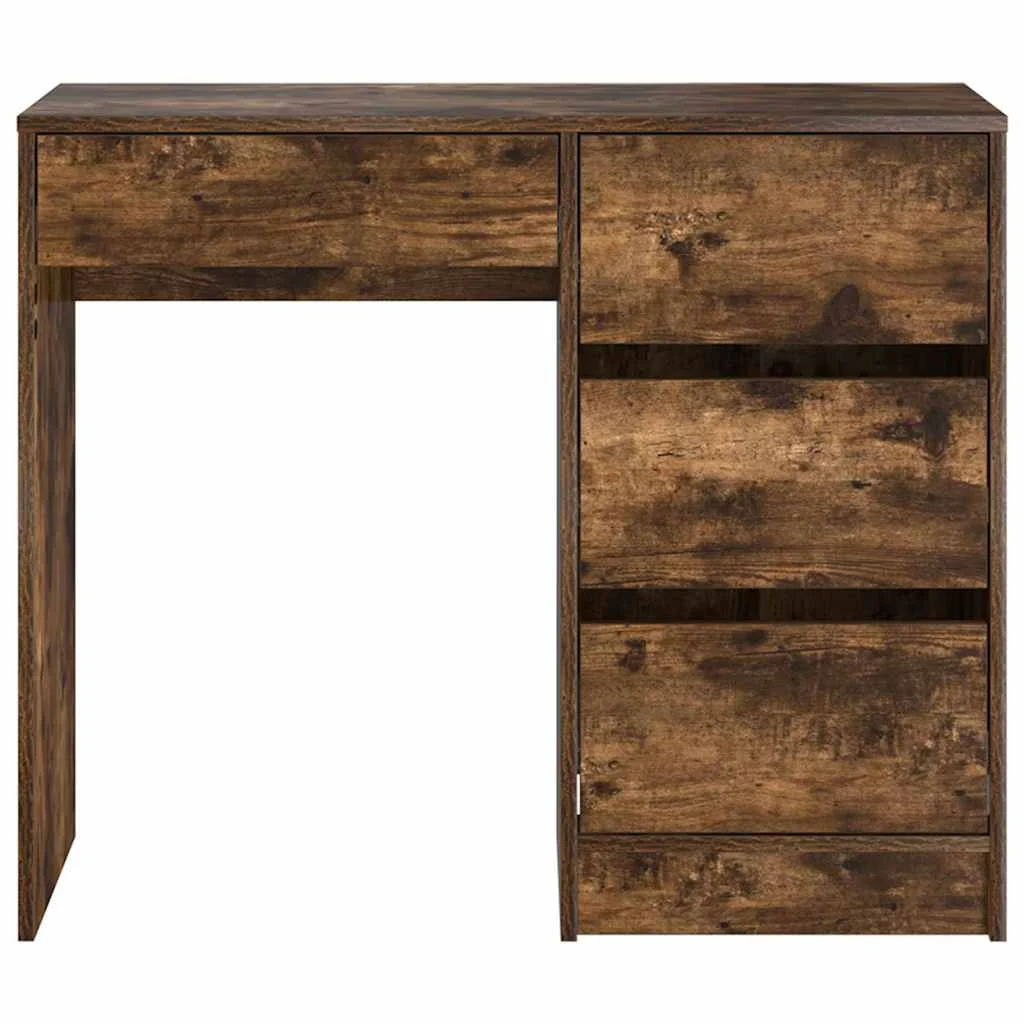 Bureau 90 x 37,5 x 75 cm chêne fumé bois d'ingénierie – vue de dos
