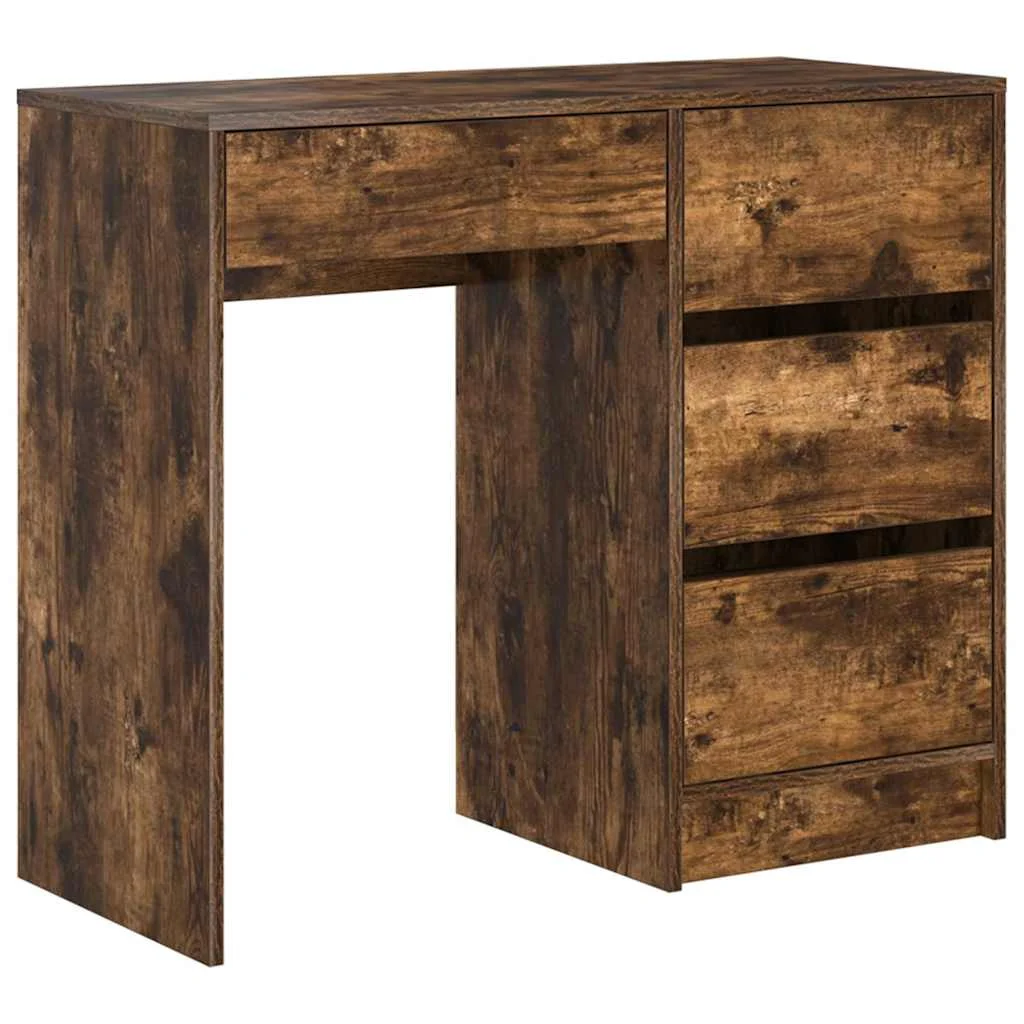 Bureau 90 x 37,5 x 75 cm chêne fumé bois d'ingénierie – vue de côté