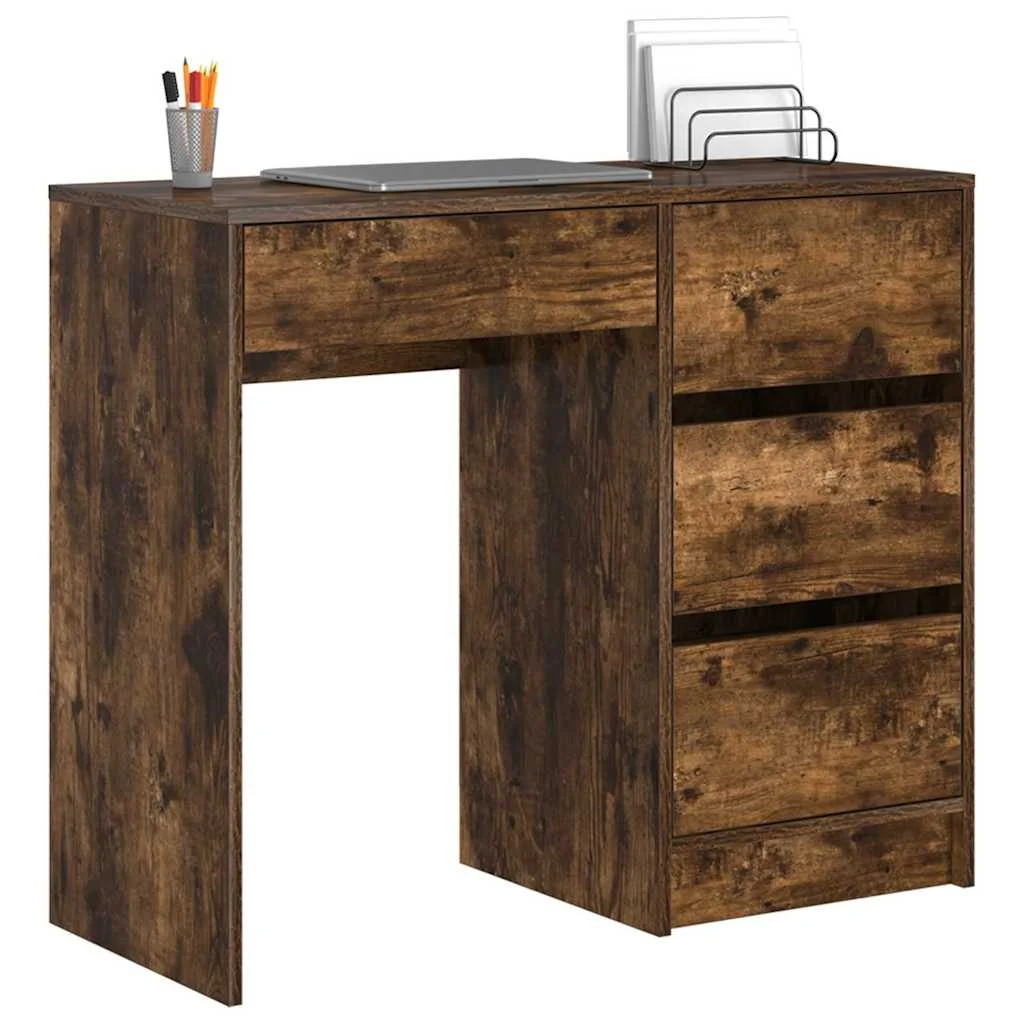 Bureau 90 x 37,5 x 75 cm chêne fumé bois d'ingénierie – vue de détail