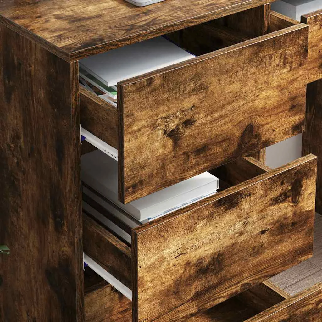 Bureau 90 x 37,5 x 75 cm chêne fumé bois d'ingénierie – vue en situation