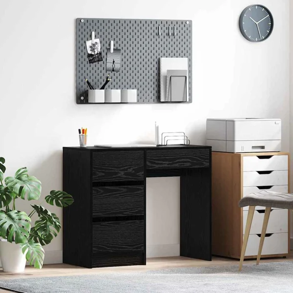 Bureau 90 x 37,5 x 75 cm chêne noir bois d'ingénierie – vue d’ensemble