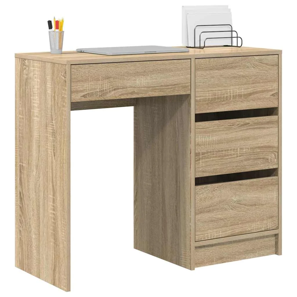 Bureau 90 x 37,5 x 75 cm chêne sonoma bois d'ingénierie – vue de détail